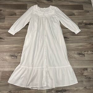 Eileen West White Long Sleeve Cotton Ballet Cottagecore Nightgown Size Medium